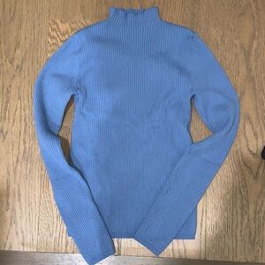 Babaton blue Ribbed Turtleneck Sweater